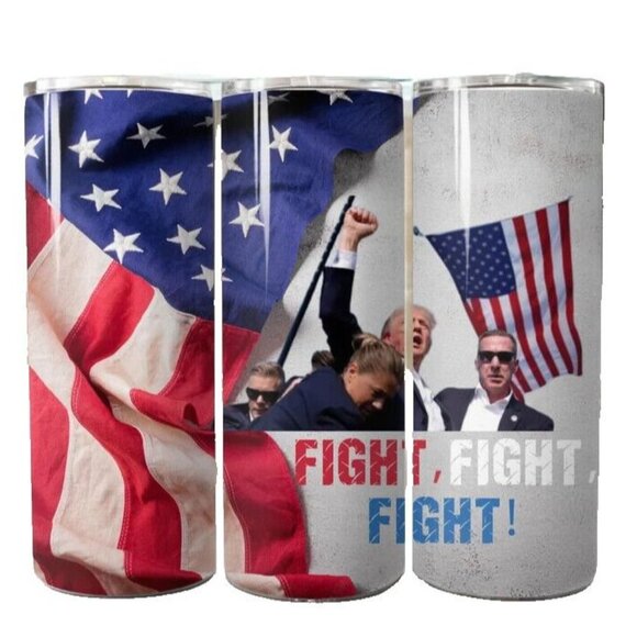 Handmade Other - Donald Trump Fight Tumbler America Flag USA  2024 20oz  Tumblr Travel
